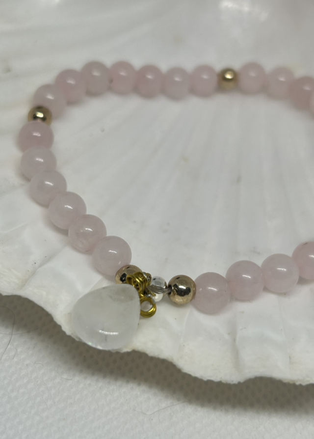 Quartz rose et goutte en cristal  de roche 