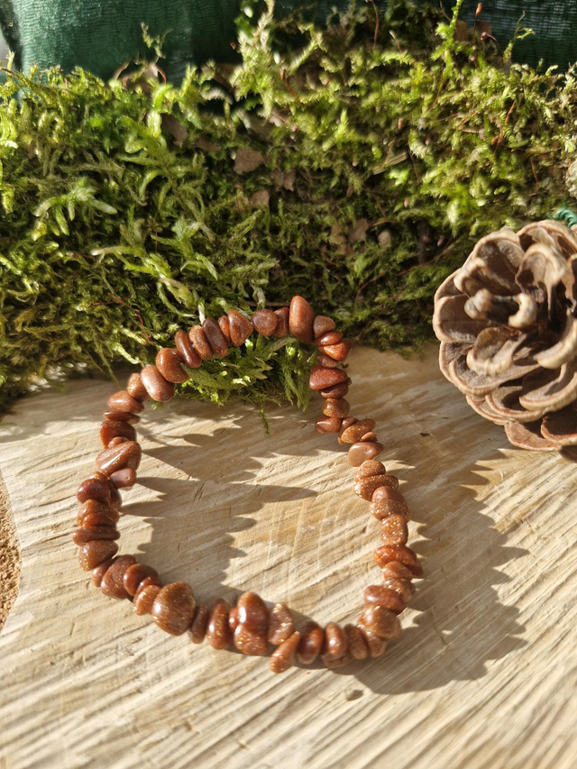 Red Goldstone Crystal Chip Bracelet 