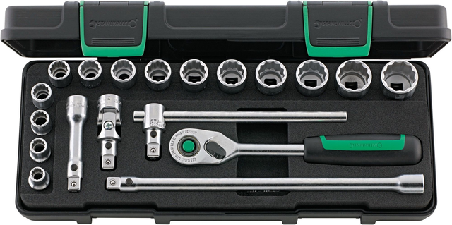 QuickRelease-Steckschlüssel-Garnitur  45/14/5I QR.     3/8 Antrieb  19 Tlg 