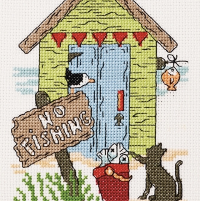  No Fishing Printed Cross Stitch Kit