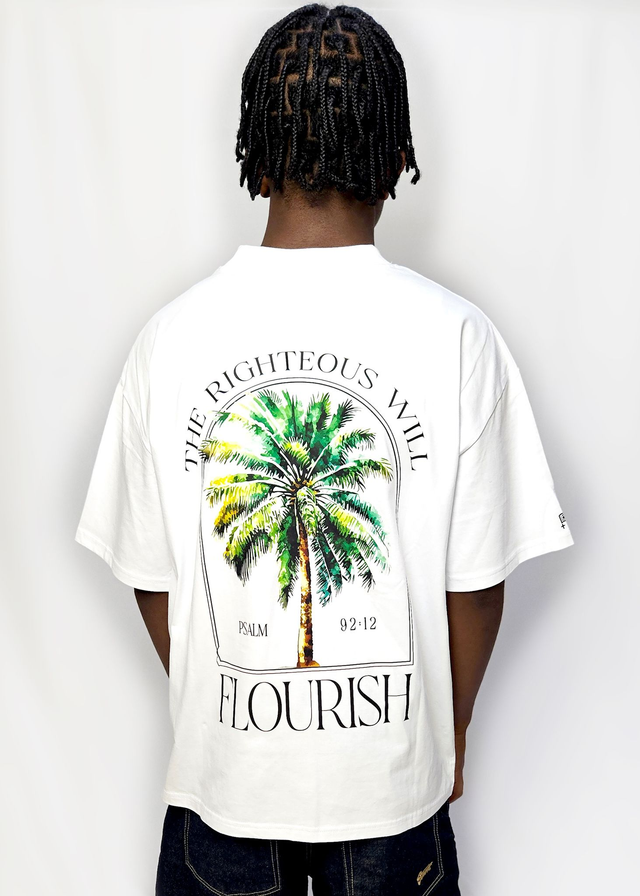 The White Palm Tree Tee - Psalm 92:12 [Oversized]