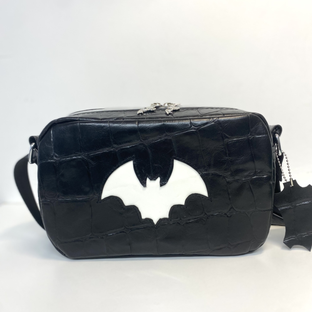 Black Croc Leather Crossbody Bag