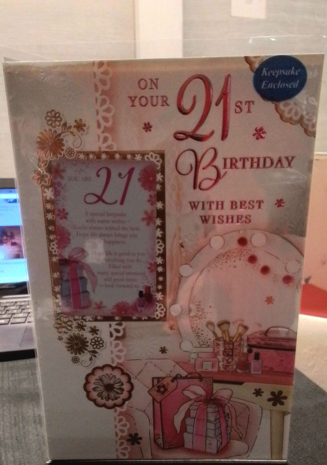 21st Birthday Card with Keepsake card 