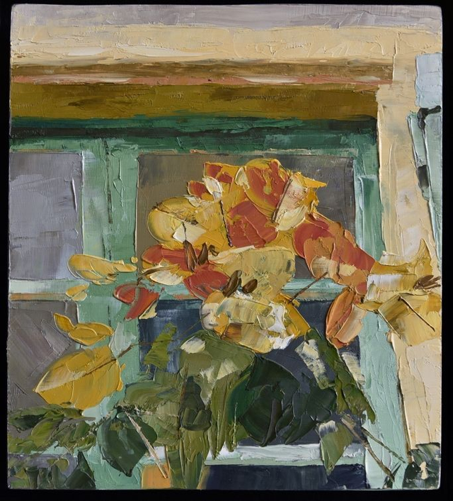 Original Oil Painting - Flowers in the Window, France (Framed)