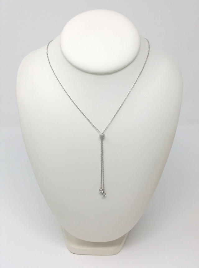 COLLIER ARGENT RHODIE REGLABLE 2 ZIRCONIUM  - 87172760