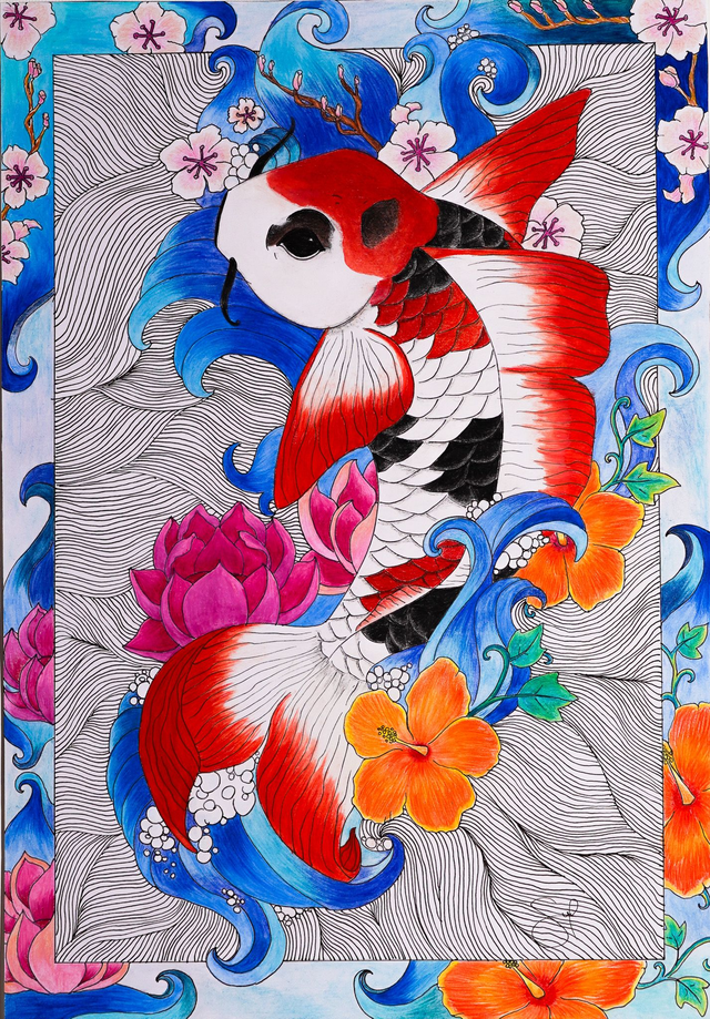 Koi-Fisch - Farbstift