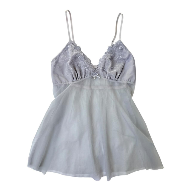 Japanese brand coquette purple/grey floral embroidered cups cami