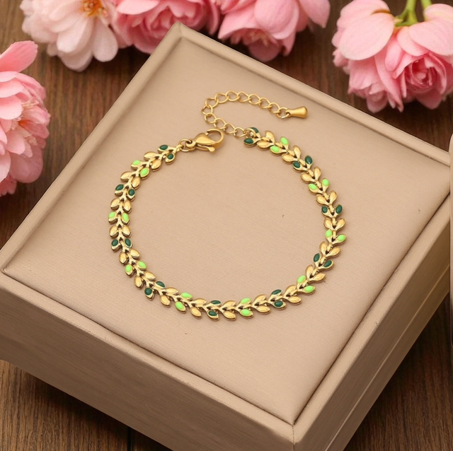Bracelet ISÉLY | Vert en acier inoxydable