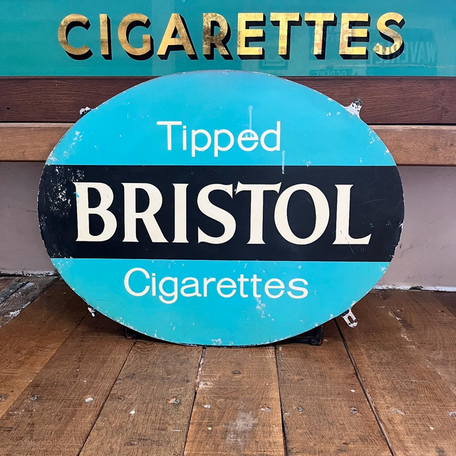 Large 20th Century Bristol And Kingsway Cigarettes Sales Advertising Sign