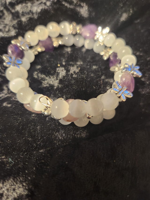 AMETHYST &amp;SELENITE SPIRAL BRACELET 