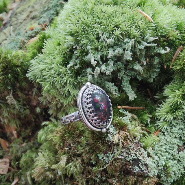Bague Opale Welo Noire Argent Massif