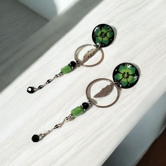 Boucles d'oreilles Flora vert