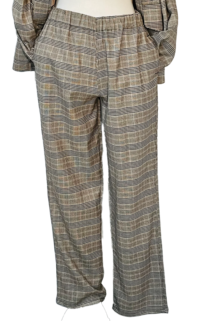 Pantalon prince de galles beige noir - taille 42 (fr)