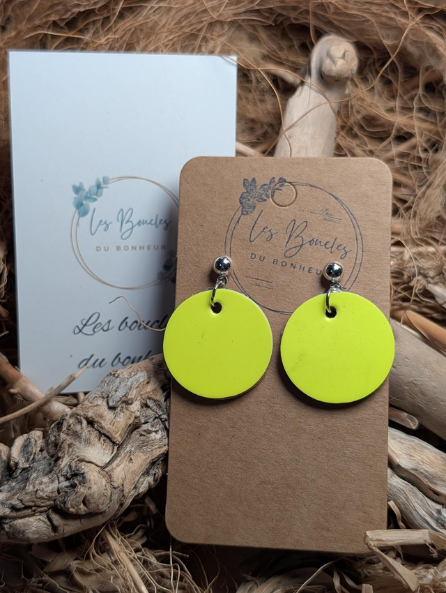Boucles d'oreilles Années 80/90 Moon jaune fluo x024