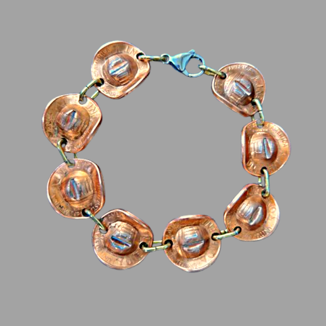 Cowboy hat bracelet from one cent coins 