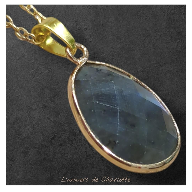 Pendentif "Labradorite" sur chaîne PN-502