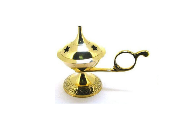 Brûleur Résine Laiton Etoiles Or Anse 8cm