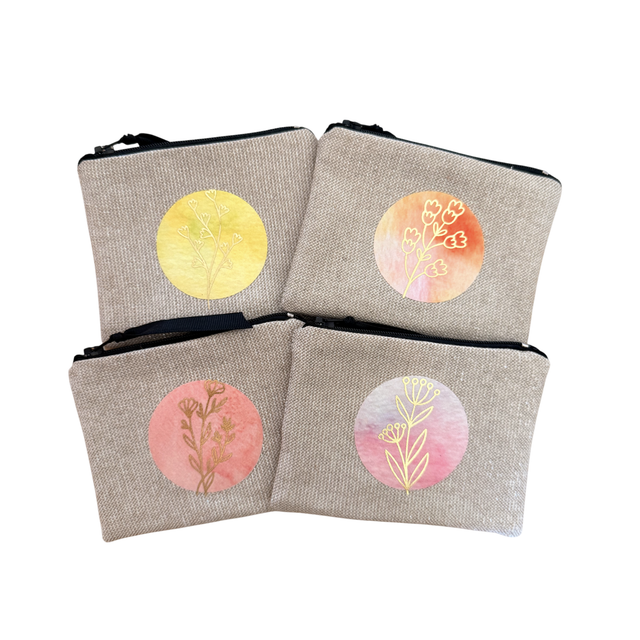 Porte Monnaie Beige Fleurs 