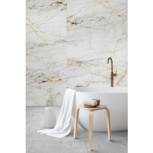 Wandpaneele wasserfest Marble Gold 123x280 Weiß
