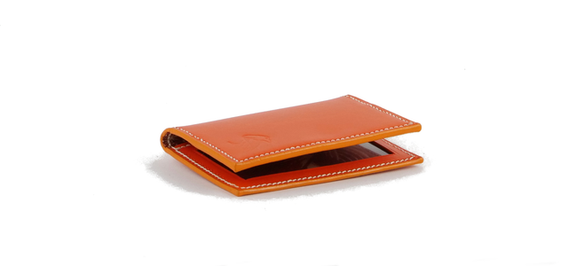 Porte-Cartes MADO Orange avec doublure tissu japonais motif Mont Fuji