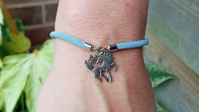 Blue kids bracelet with a Unicorn Charm