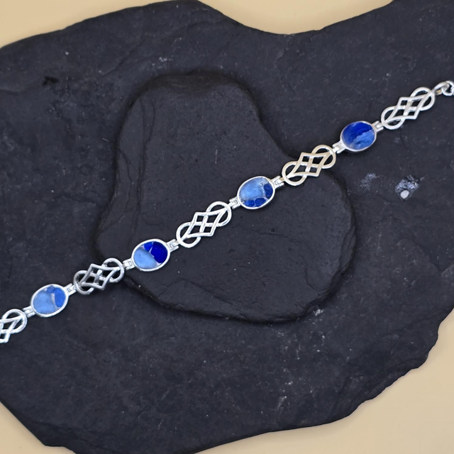 925 Celtic Scottish Seaglass Bracelet Sterling Silver