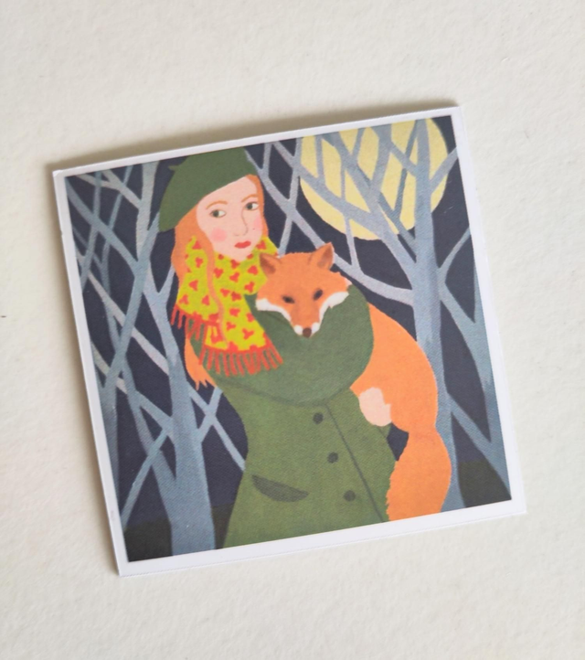 Magneet "Vrouw met vos"