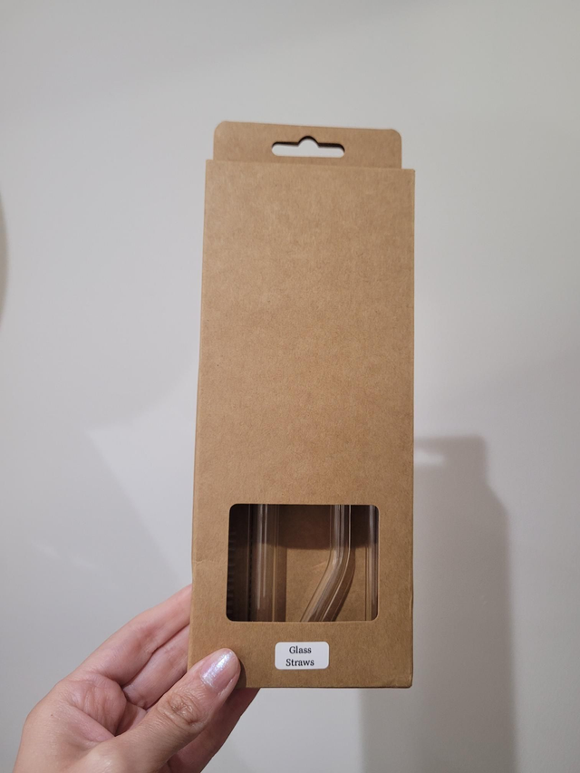 Set of 3 clear glass straws with brush - HE-032