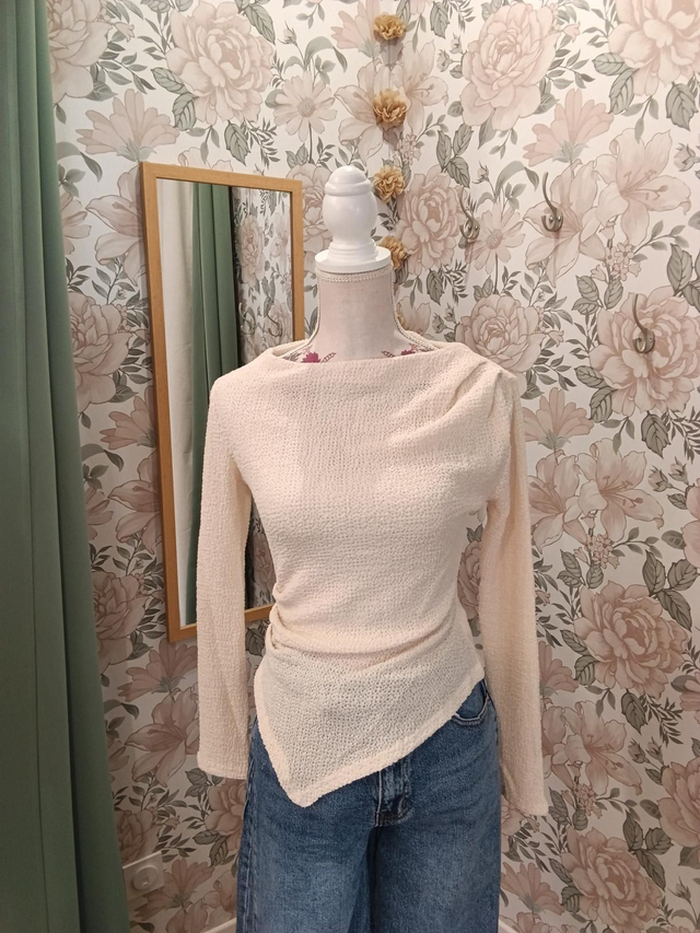 Top asymétrique crème -4983