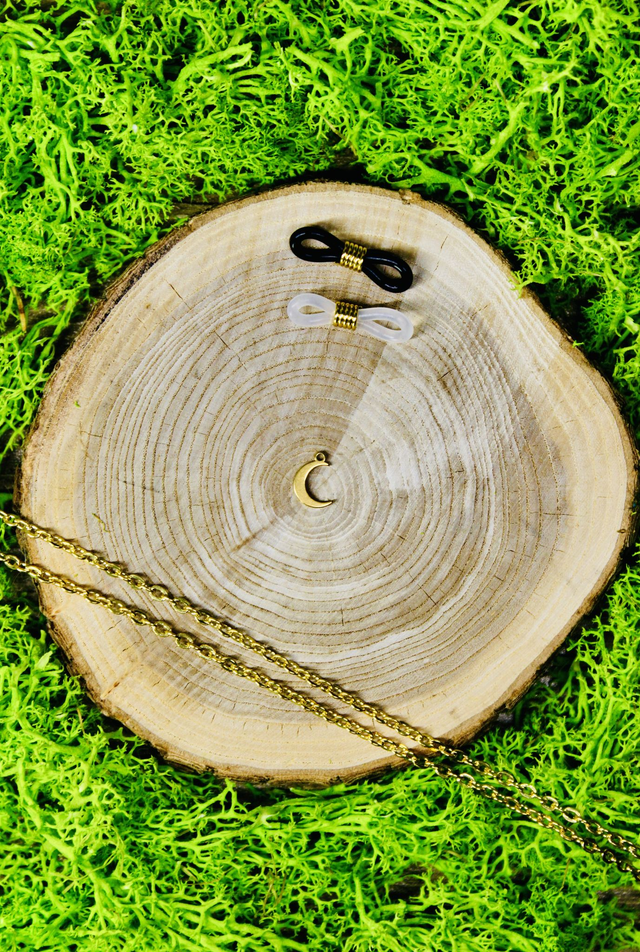 Chaine de lunettes touche de magie dorée personnalisée Lune