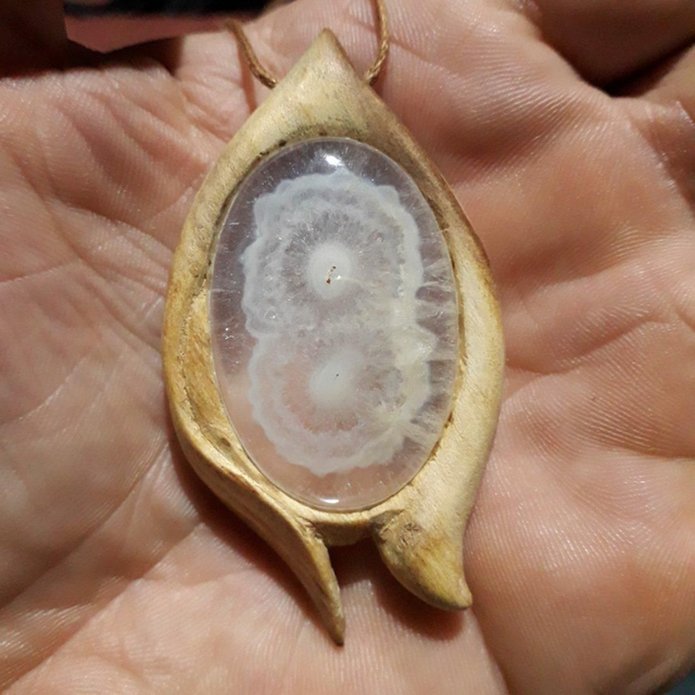 Solar Quartz Necklace With Hand Carved Palo Santo Wood  (1)