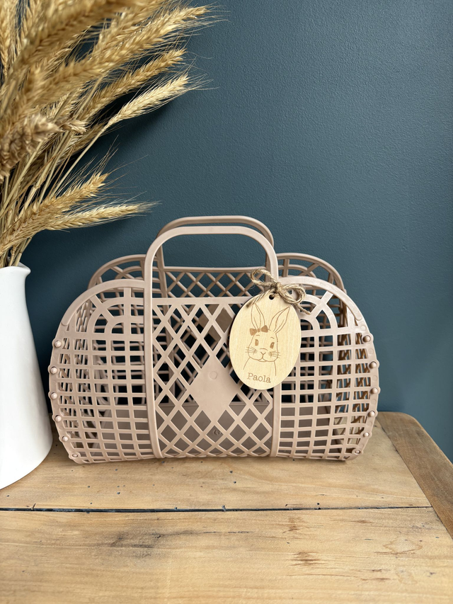 Panier vintage vieux rose - Personnalisable