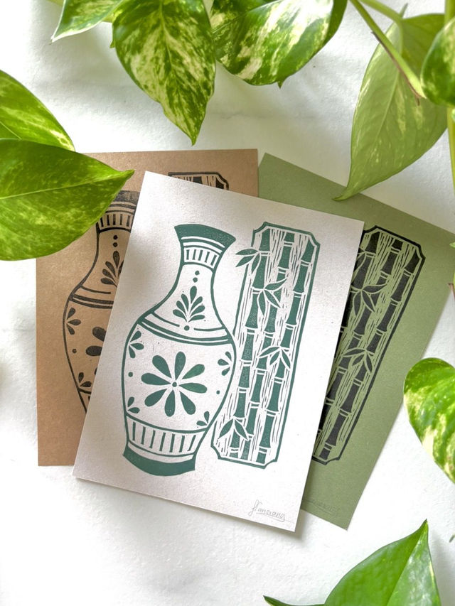 Quiet Ornament ~ Linogravure A5