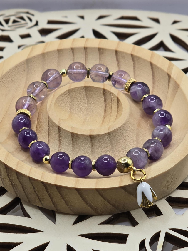 Bracelet Améthyste chevron, claire et foncée 0,8 cm