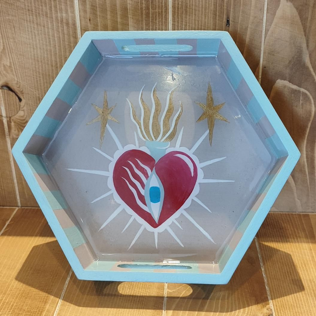 Plateau en bois "Au cœur de soi"