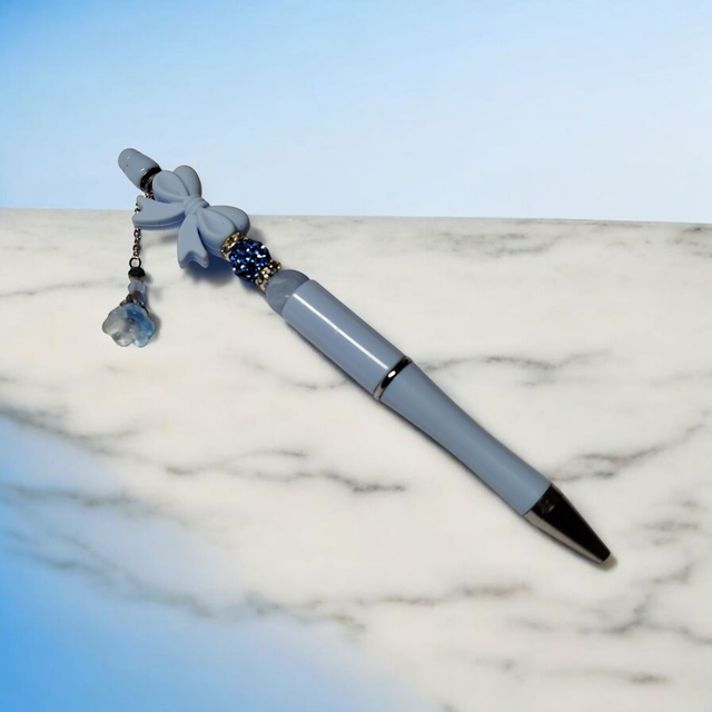 Stylo perles bleu saphir