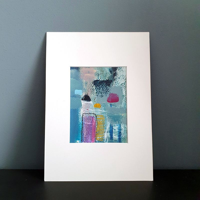 Poortje 001 - abstract schilderij in passepartout