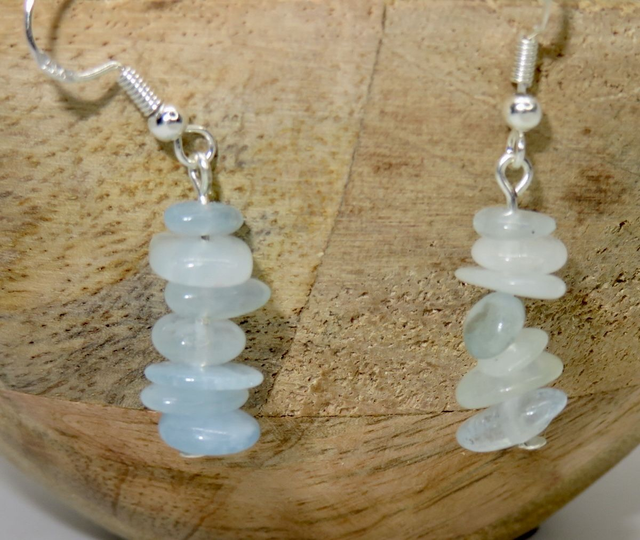 Boucle d'oreille pendante en Aigue-marine