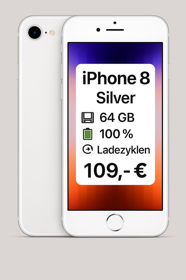 iPhone 8 – 64 GB Silver (Akku 100 %)