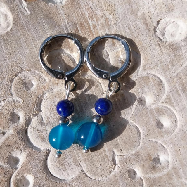 Boucles en Agathe et Lapis-Lazuli 