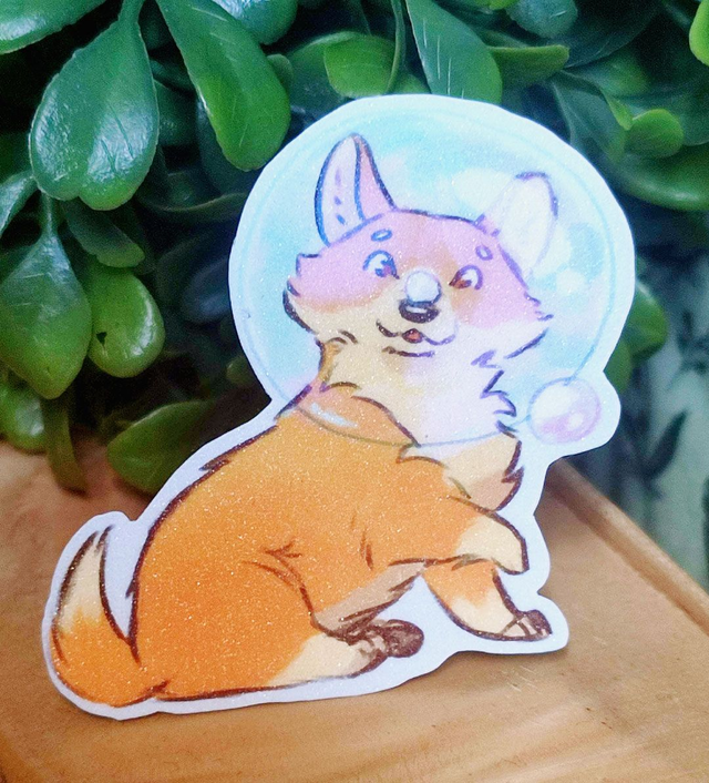 Sticker Corgi Bulles