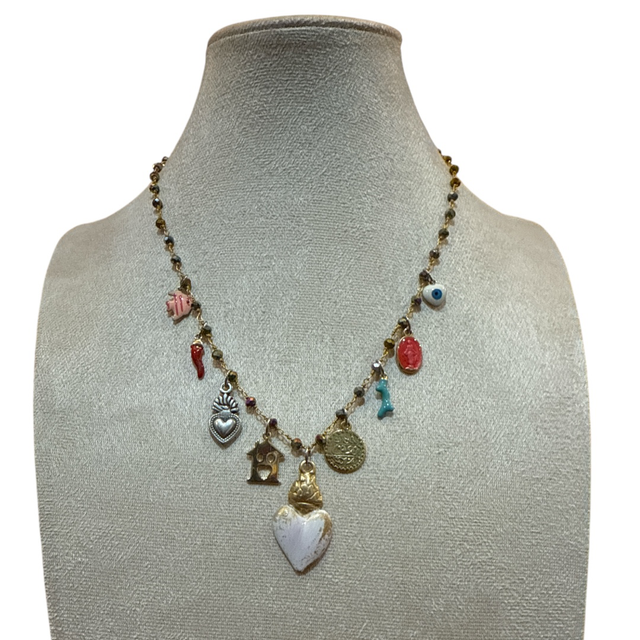 Collana multi charms bianco 25NL-29