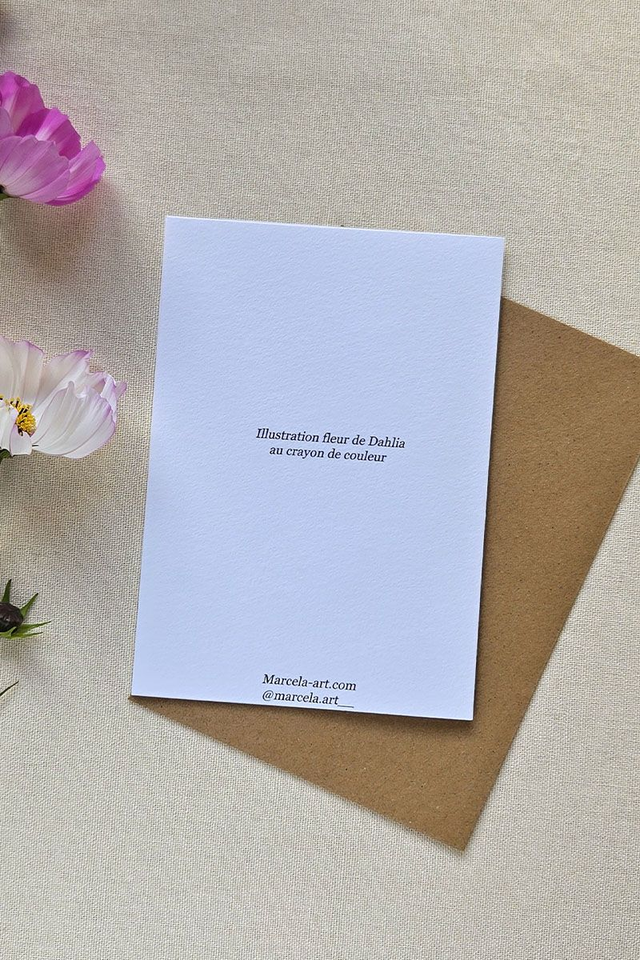 Carte au crayon de couleur - Dahlia