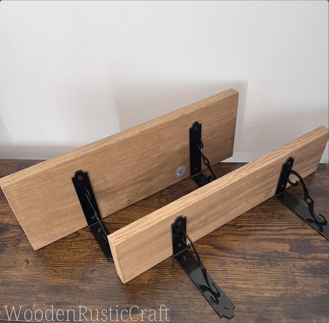 Set of 2 Handmade Oak Wall Shelves