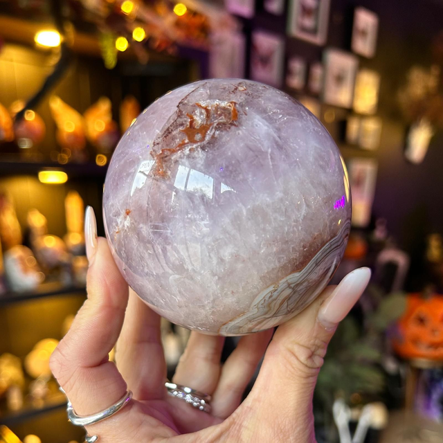 Amethyst With Crazy Lace Agate Sphere R59K4