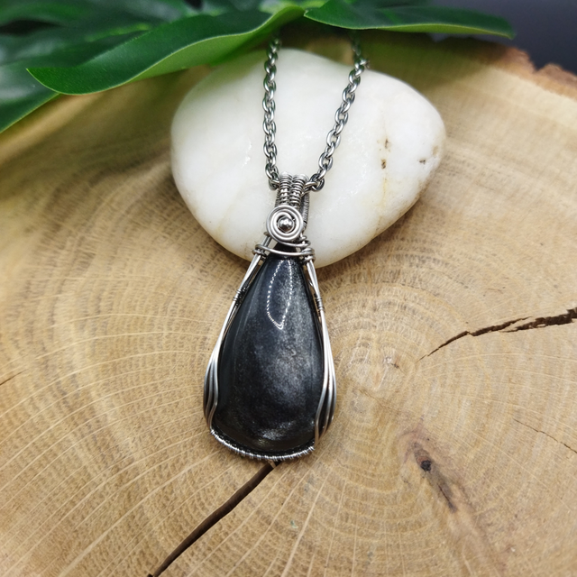 Pendentif Obsidienne Dorée