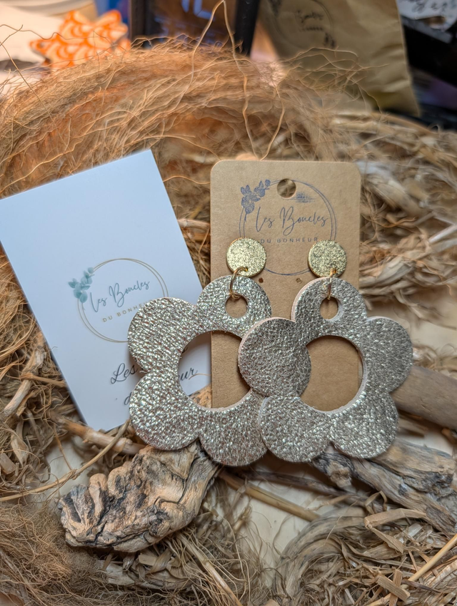 Boucles d'oreilles Sonia doré crème sa031