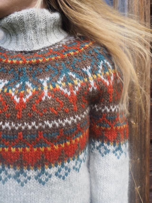 Alasuq Polar Sweater Kit - Col 10 (Light Ash Heather & Burnt Orange) - Wool & Pattern - Linka Neumann