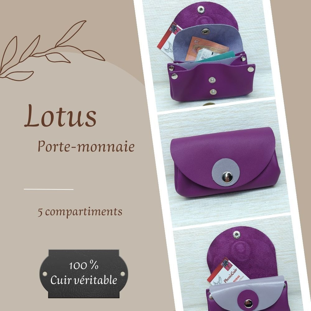 LOTUS Porte monnaie et Carte - Violet