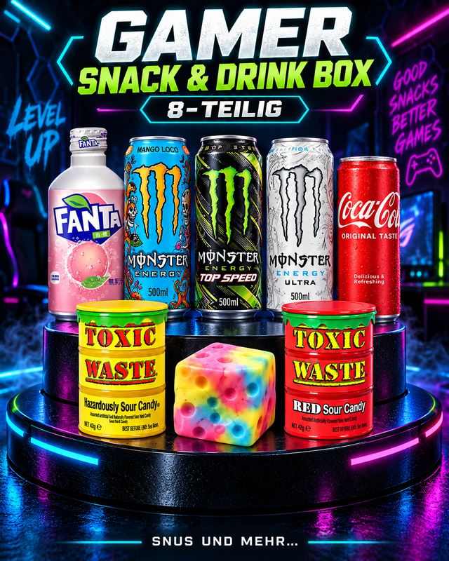 Gamer Snack &amp; Drink Box – 8-teilig